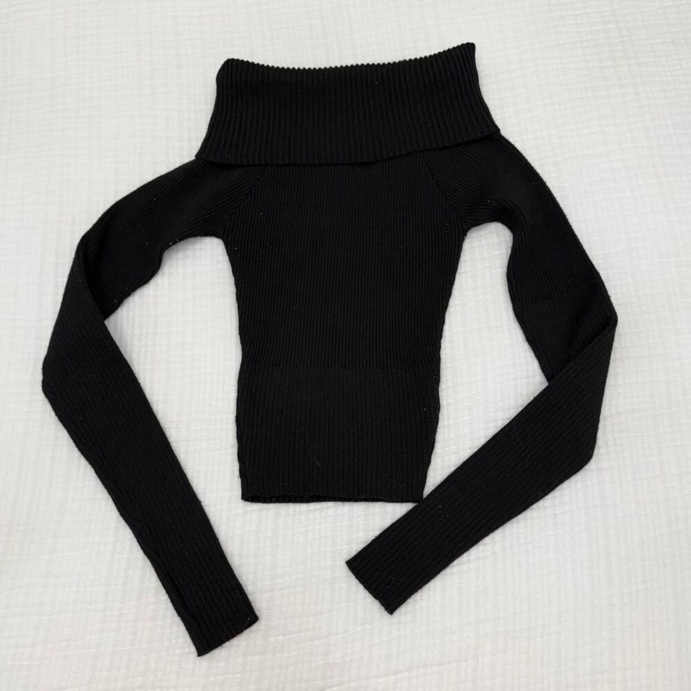 princess polly black off the shoulder knit sweater